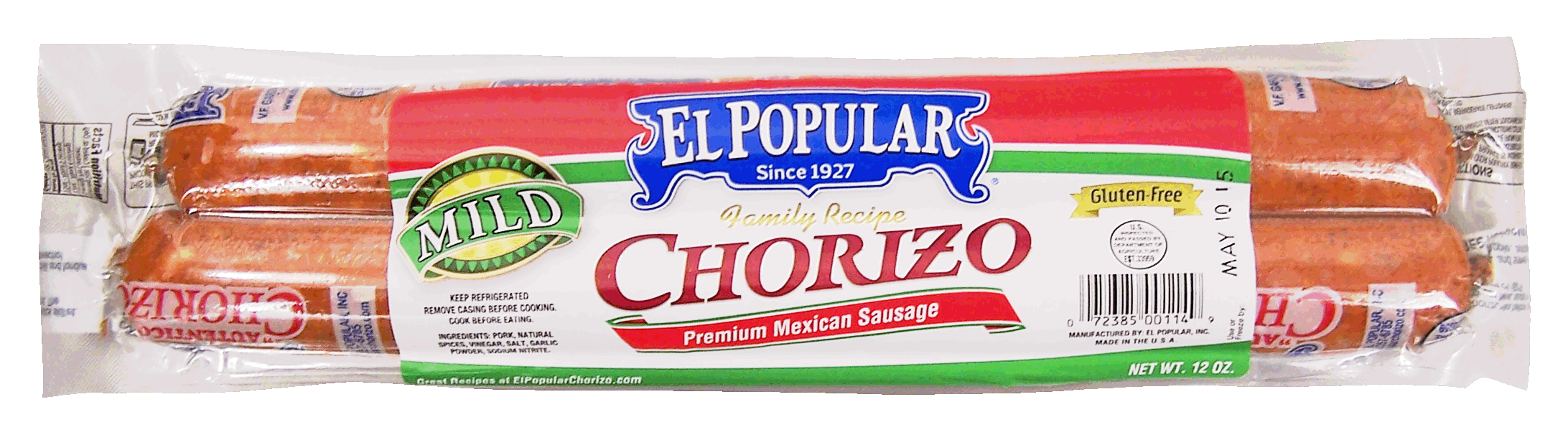 El Popular  chorizo, premium mexican sausage, mild, gluten-free Full-Size Picture